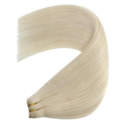 Platinblondes Echthaar-Tresse, 40cm, 100g - Natürliche Haarverlängerung