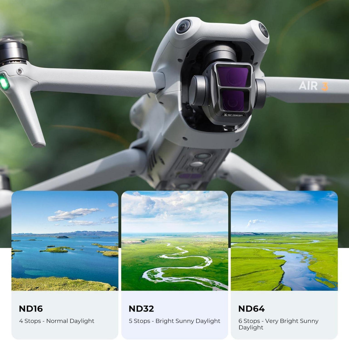 ND Filterset 4er Pack ND8 ND16 ND32 ND64 für DJI Air 3 GimbalSafe