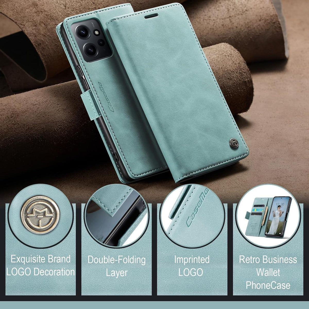 Handyhülle Xiaomi Redmi Note 12 4G Leder RFID Tasche Standfunktion