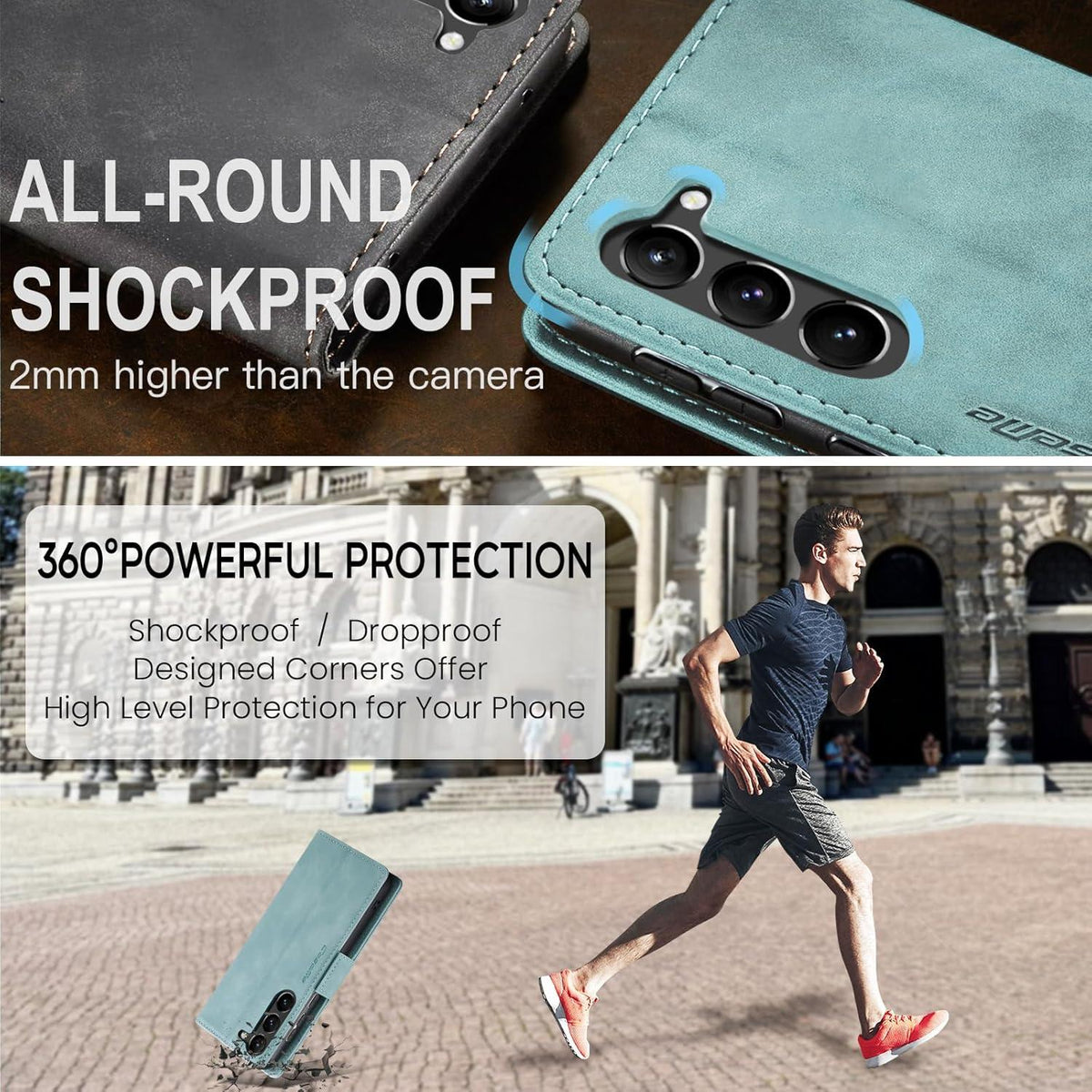 Samsung Galaxy S23 5G Handyhülle Leder Tasche Schutz RFID Stand Blau