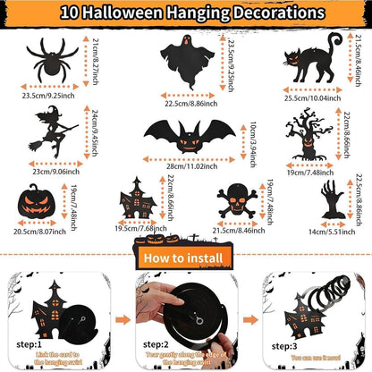 Halloween Deko Set Innen – Banner, Girlande & Hängedeko
