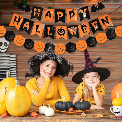 Halloween Deko Set Innen – Banner, Girlande & Hängedeko