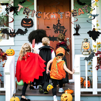 Halloween Deko Set Innen – Banner, Girlande & Hängedeko
