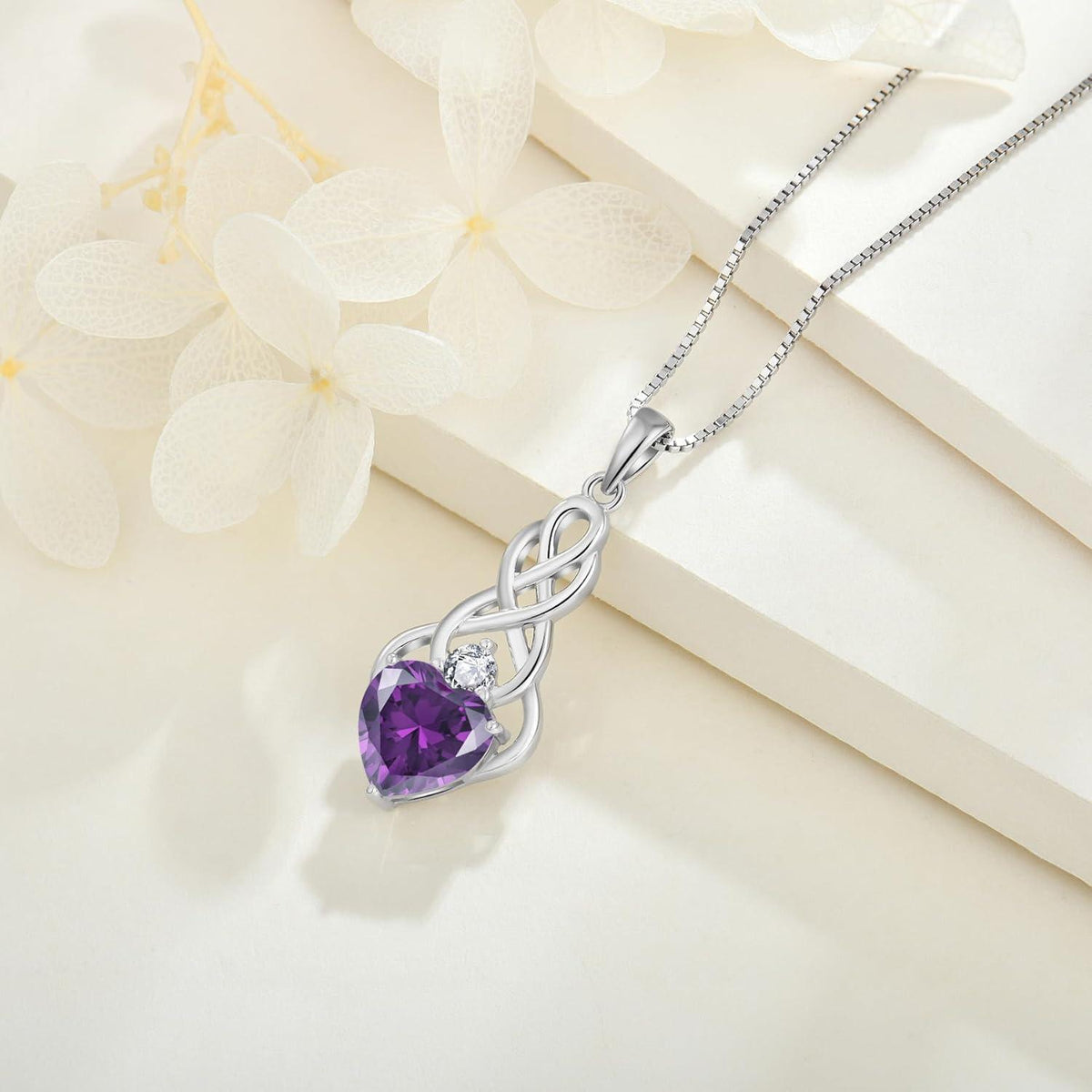 Kette Damen 925 Sterling Silber Keltischer Knoten Amethyst