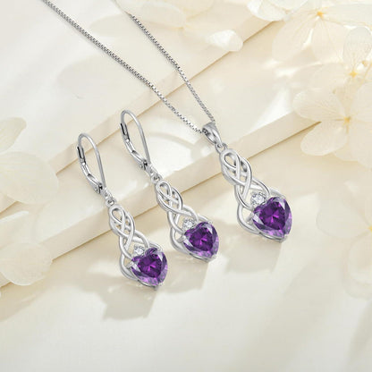 Kette Damen 925 Sterling Silber Keltischer Knoten Amethyst