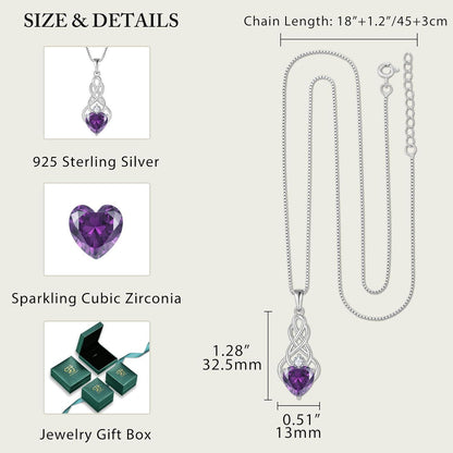 Kette Damen 925 Sterling Silber Keltischer Knoten Amethyst