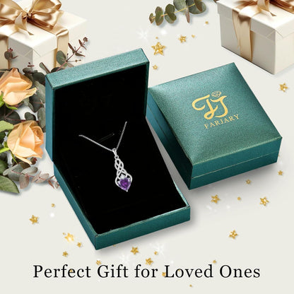 Kette Damen 925 Sterling Silber Keltischer Knoten Amethyst