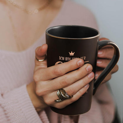 Keramik Kaffeetasse 400ml Geschenkbox Marmor Schwarz