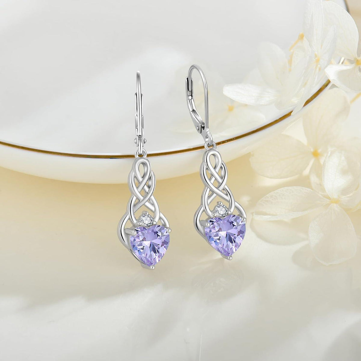 Unendlichkeit Keltischer Knoten Ohrringe Damen 925 Sterling Silber Alexandrit