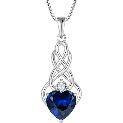Kette Damen Unendlichkeit Keltischer Knoten 925 Sterling Silber Saphir