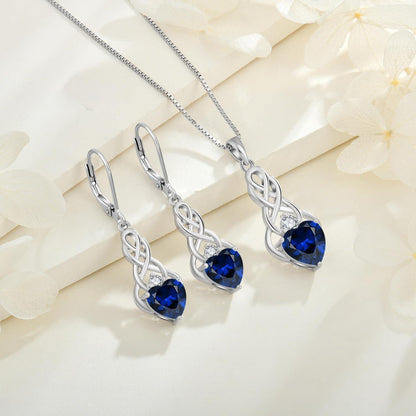 Kette Damen Unendlichkeit Keltischer Knoten 925 Sterling Silber Saphir