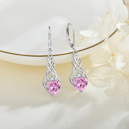 Unendlichkeit Keltischer Knoten Ohrringe 925 Silber Rosa Turmalin