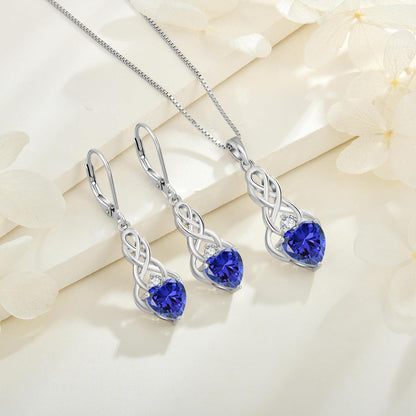 Unendlichkeit Keltischer Knoten Ohrringe 925 Silber Tansanit Frau Schmuck
