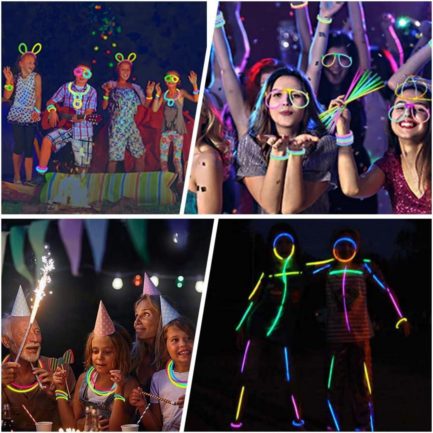 Vicloon Knicklichter Party Set 343 Stück Glow Sticks Zubehör Brillen Ohrringe