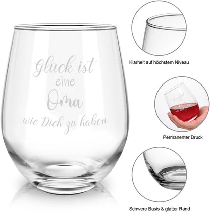 Weinglas Geschenk Oma 17oz Enkelkinder Weihnachten 520ml Kristallglas