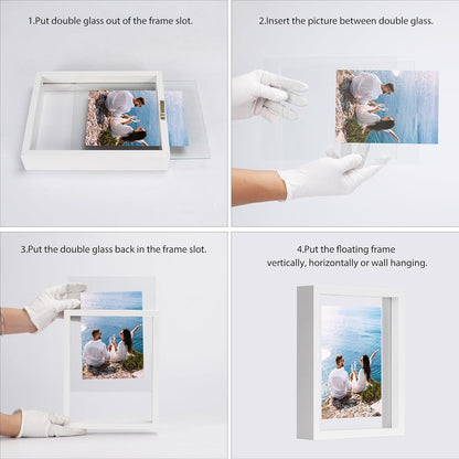 EXYGLO 20x25 cm Glas-Bilderrahmen Doppelglas Weiß 2er-Pack