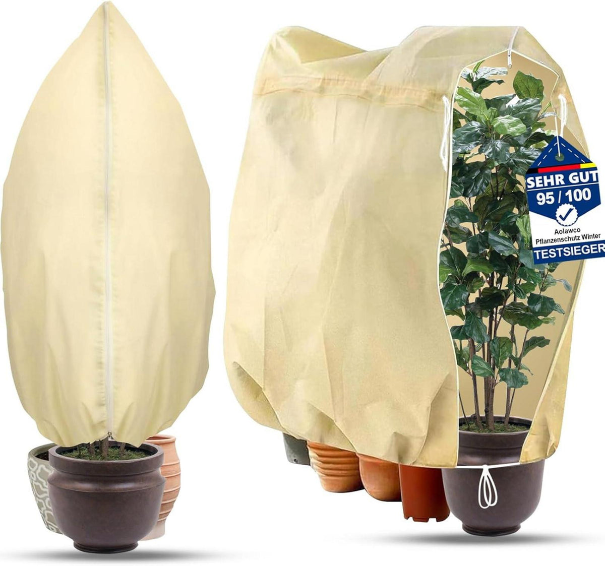 2er Set Frostschutz Pflanzen Winter 180x120cm 80g/㎡ Winterschutz