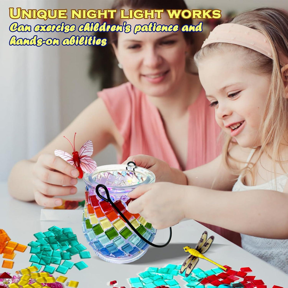 Mosaik Bastelset Kinder Laternen DIY Laterne Basteln Regenbogen Style