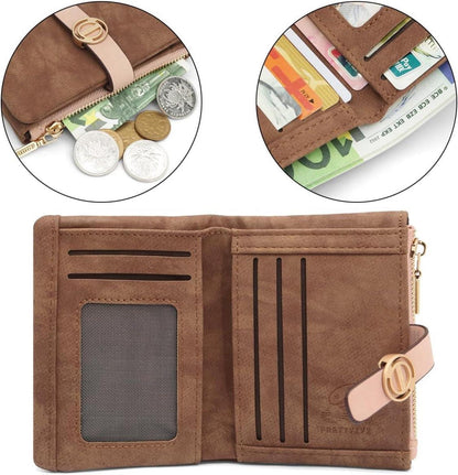 REETEE Damen Geldbörse Klein PU Leder Portemonnaie Zipper