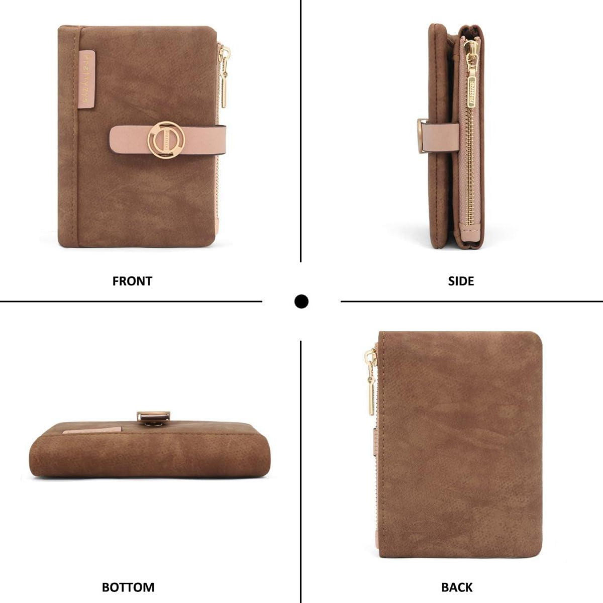 REETEE Damen Geldbörse Klein PU Leder Portemonnaie mit Zipper Münzfach
