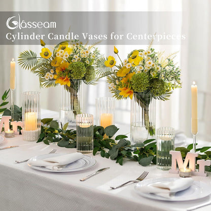 6er Glaszylinder Kerzenhalter Set für Hochzeit & Deko