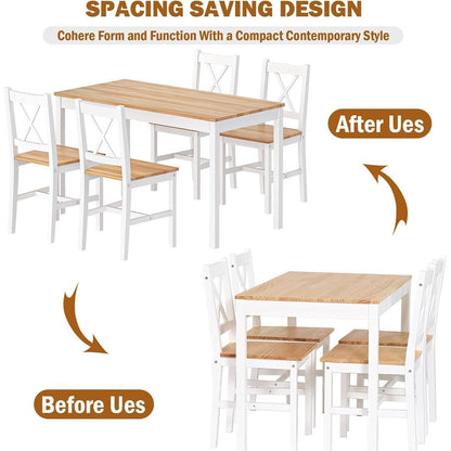 Moderner Esstisch Set mit 4 Holzstühlen