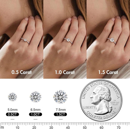 Moissanit Verlobungsring Damen 1,5 Karat Diamant 925 Silber Weißgold Ehering