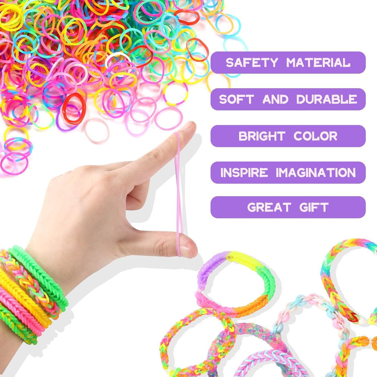 Funtopia 12200+ Loom Bänder Set für Armbänder, 24 Farben inkl. Perlen & Charms