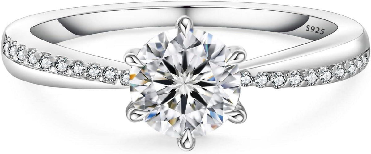 Moissanit Verlobungsring 1 Karat D D 925 Silber Solitärring