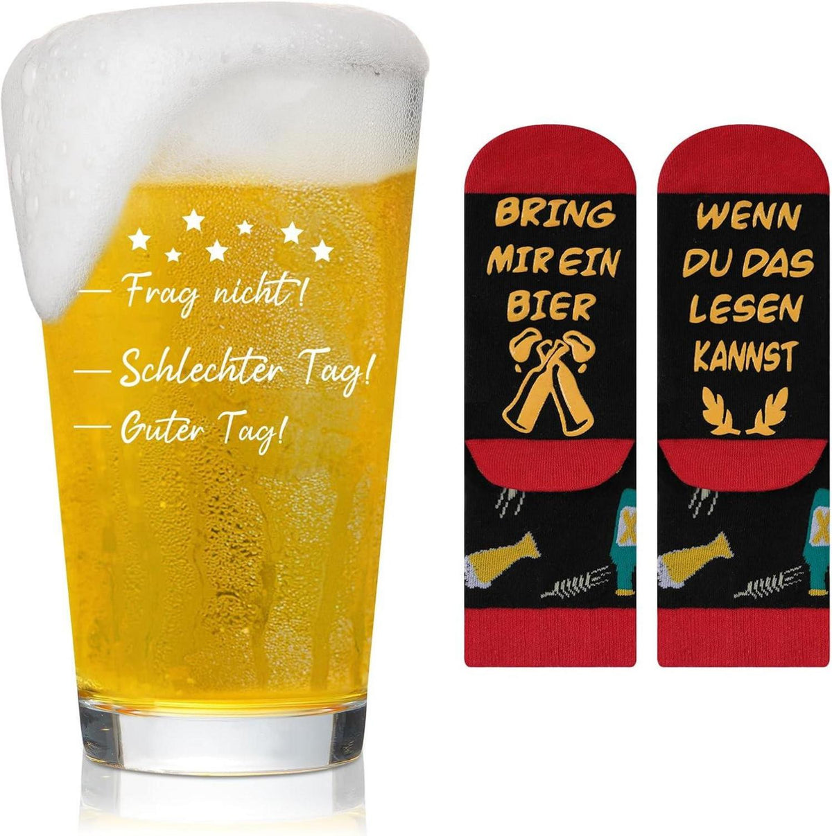 Lustiges Bierglas und Socken Set - Geschenkidee 15oz