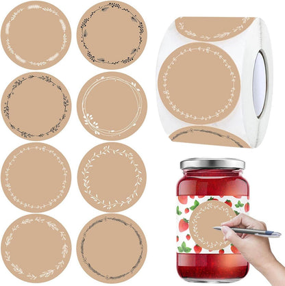 500er Pack Kraftpapier Aufkleber 4cm Rund Geschenksticker