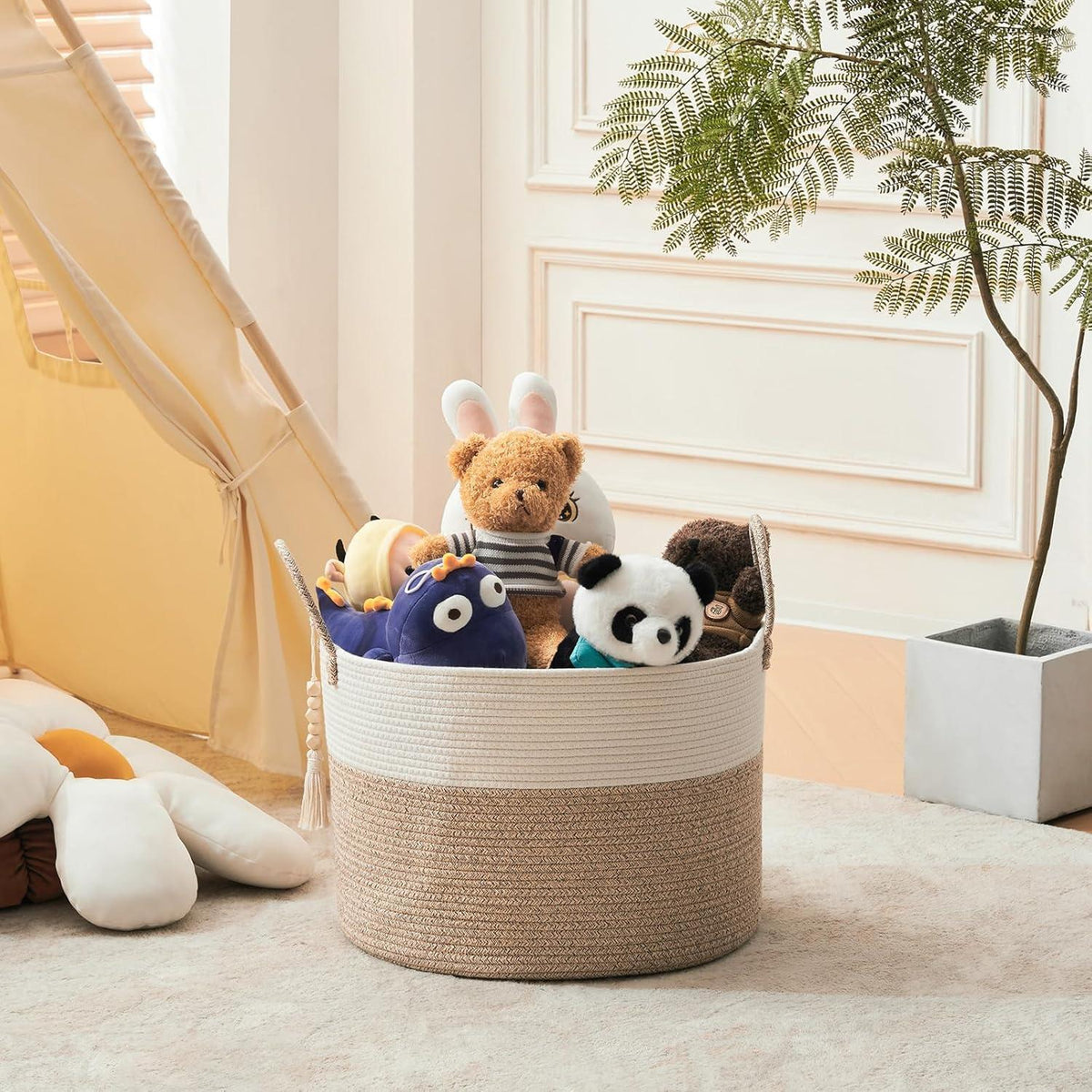 Geflochtener Wäschekorb Braun 50x33cm – Großes Aufbewahrungsgeflecht
