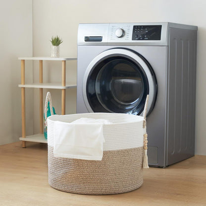 Geflochtener Wäschekorb Braun 50x33cm – Großes Aufbewahrungsgeflecht