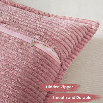Kissenbezug 40x40 rosa 2er Set Kordsamt geometrisches Muster