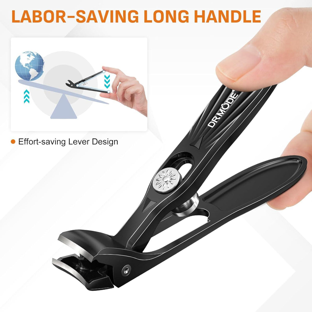Nagelknipser für dicke Nägel mit breiter Kieferöffnung - Ergonomisch, scharf, groß, Stahl, Auffangbehälter, Männer