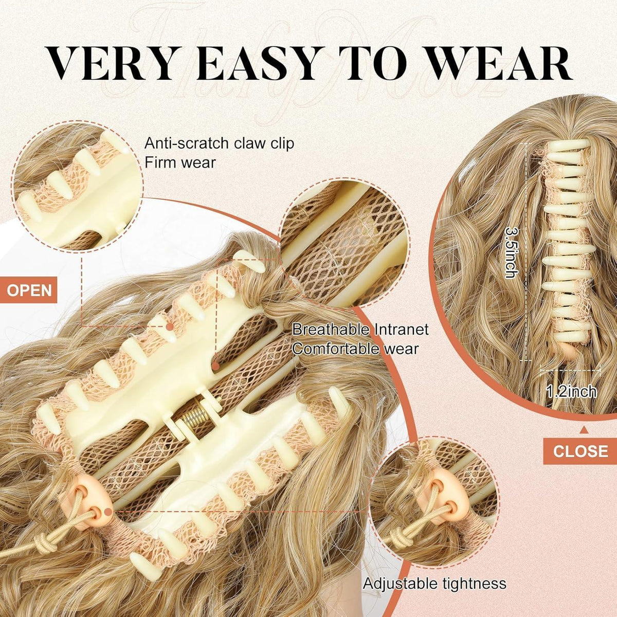 Gewellte Pferdeschwanzverlängerung Goldblond mit Highlights