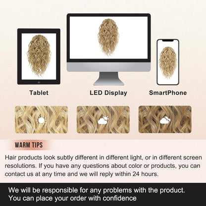 Gewellte Pferdeschwanzverlängerung Goldblond mit Highlights