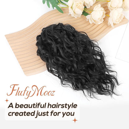 Welliges Pferdeschwanz Haarverlängerung mit Clip – 31cm Schwarz