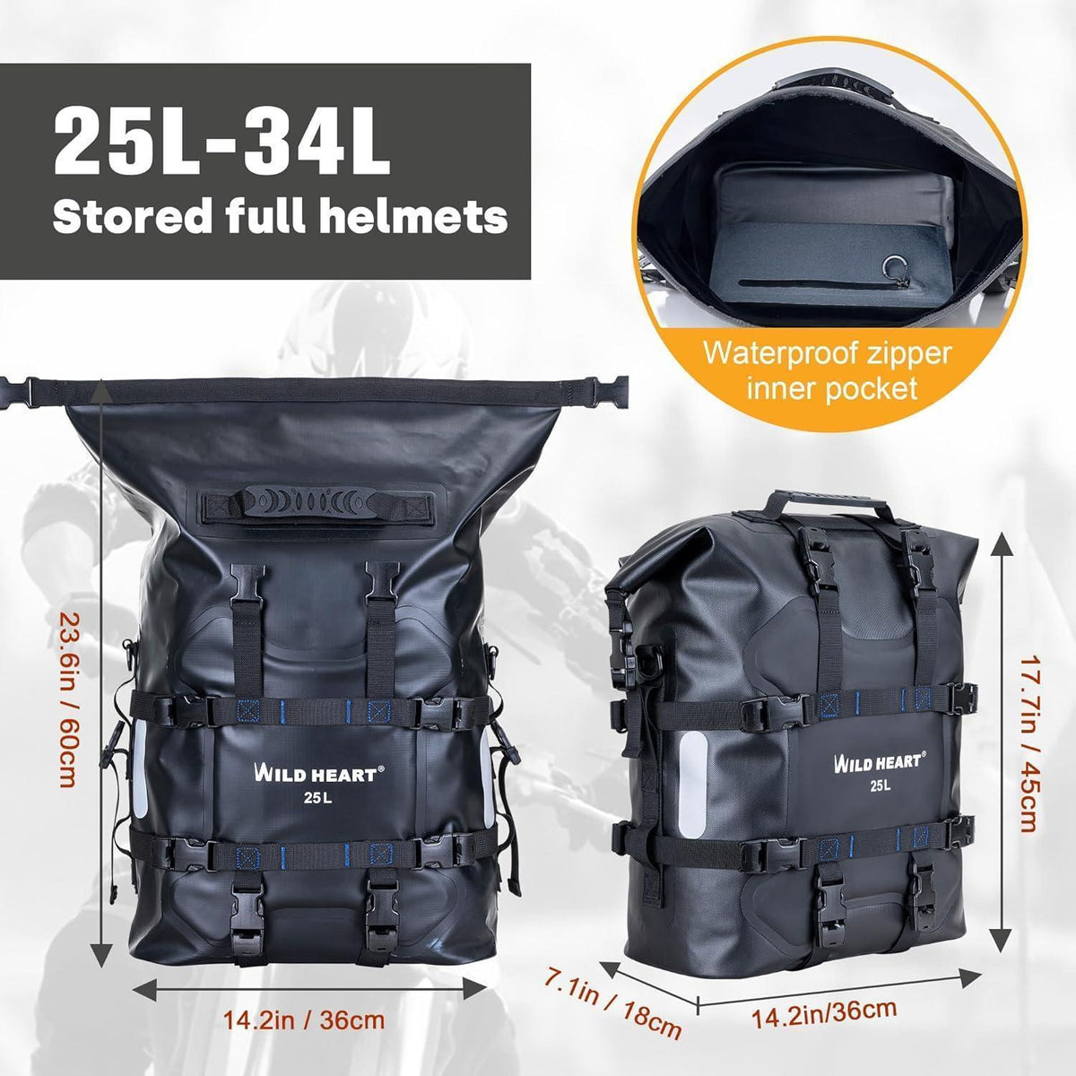Wasserdichte Motorrad Seitentasche 25L Edelstahl Federung