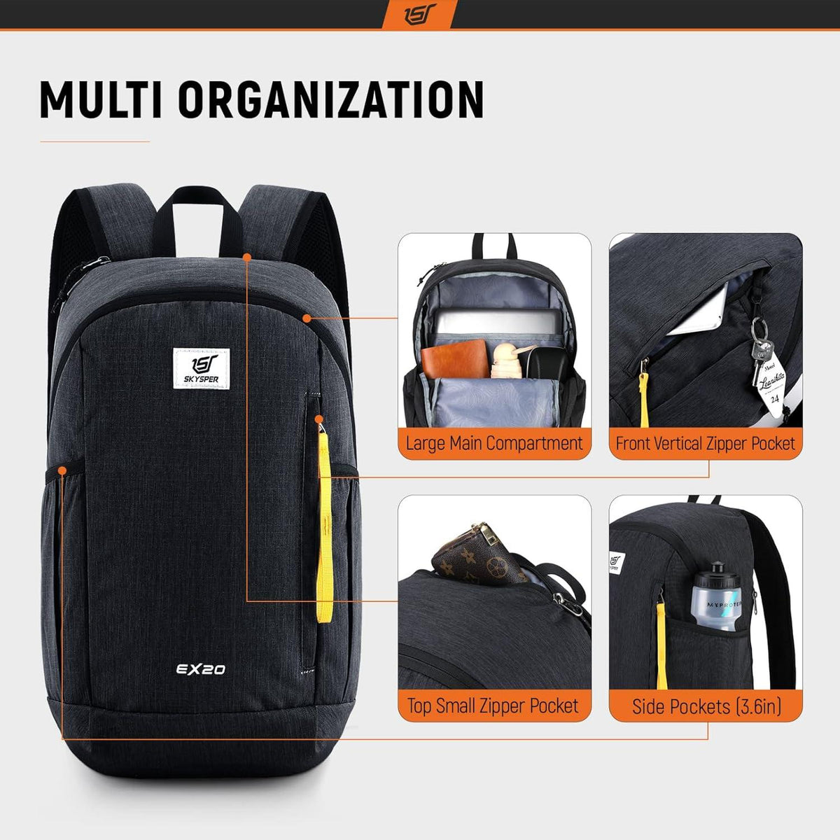 SKYSPER Rucksack 20L Herren Daypack Travel Backpack Outdoor Städtetrips