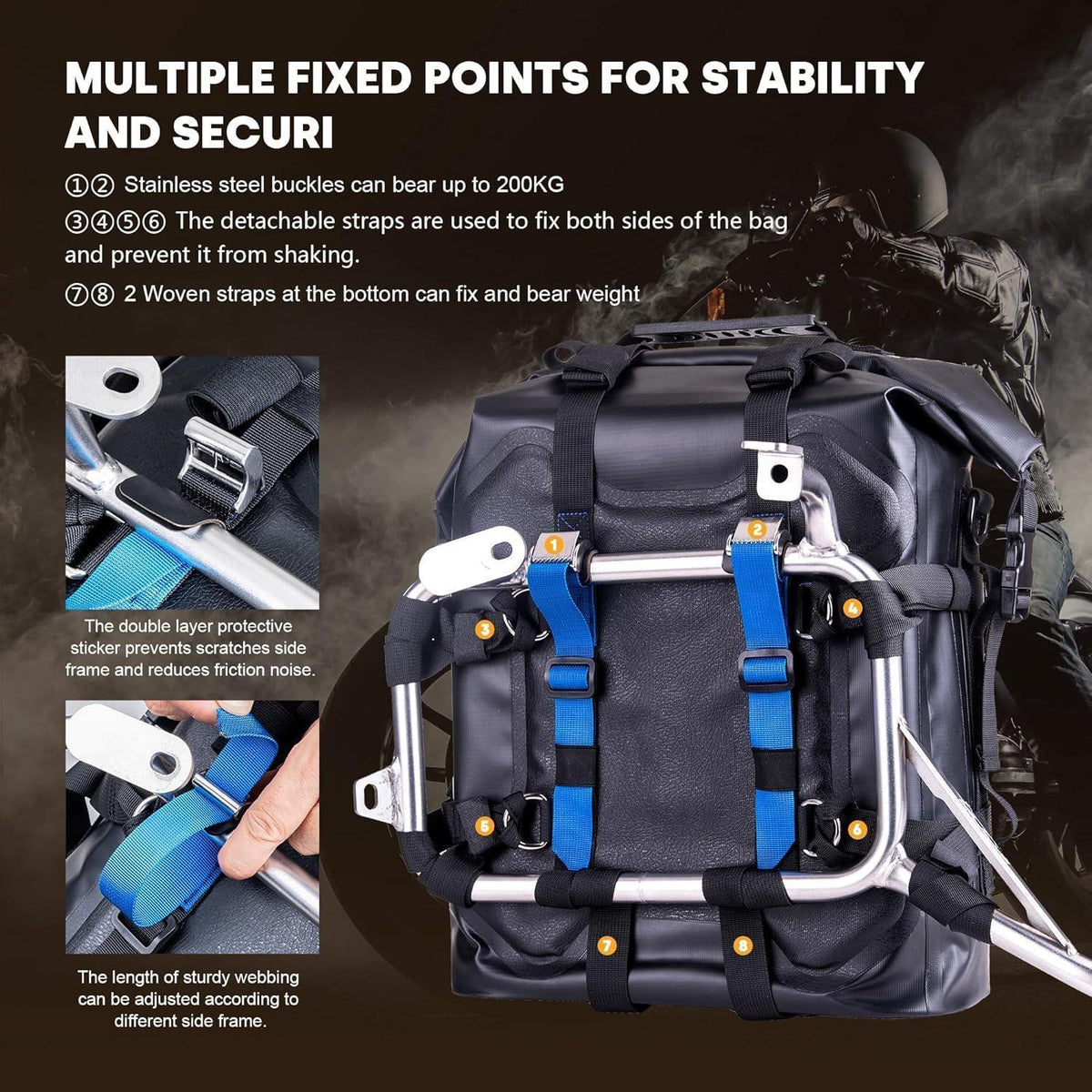 Wasserdichte Motorrad Seitentasche 20L Edelstahl Federung
