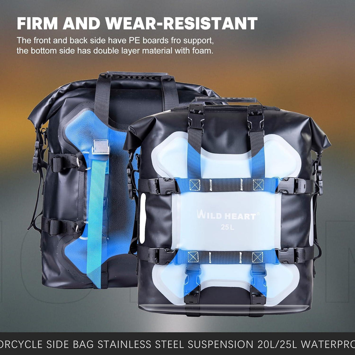 Wasserdichte Motorrad Seitentasche 25L Edelstahl Federung