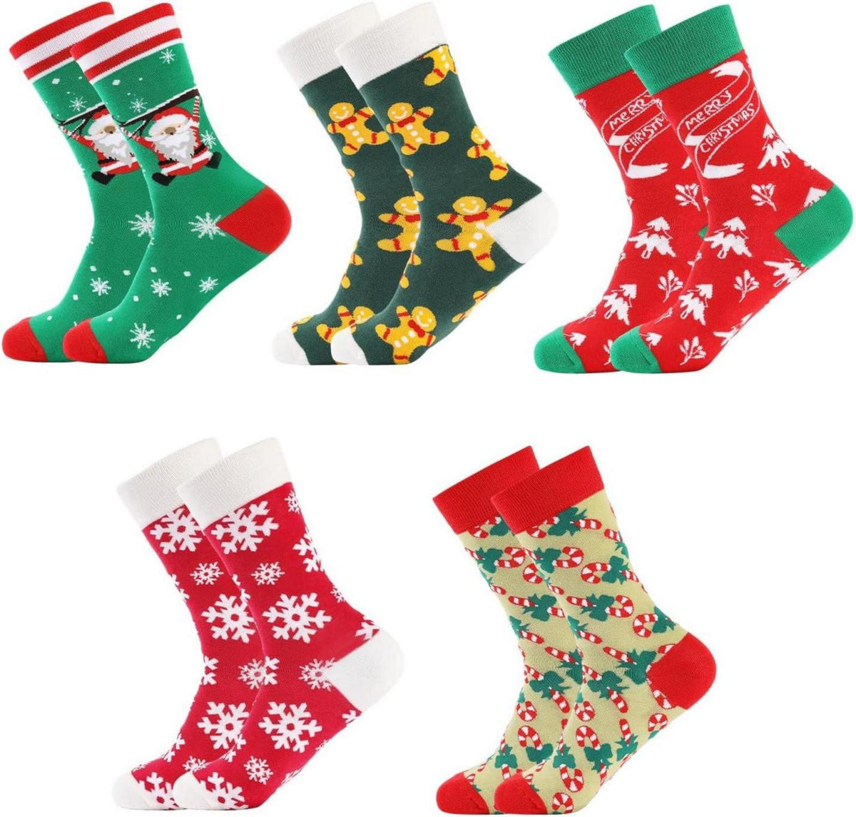 Weihnachtssocken Baumwolle Crew Geschenkset Festliche Muster