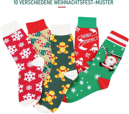 Weihnachtssocken Baumwollsocken Set Damen Herren Geschenk 10