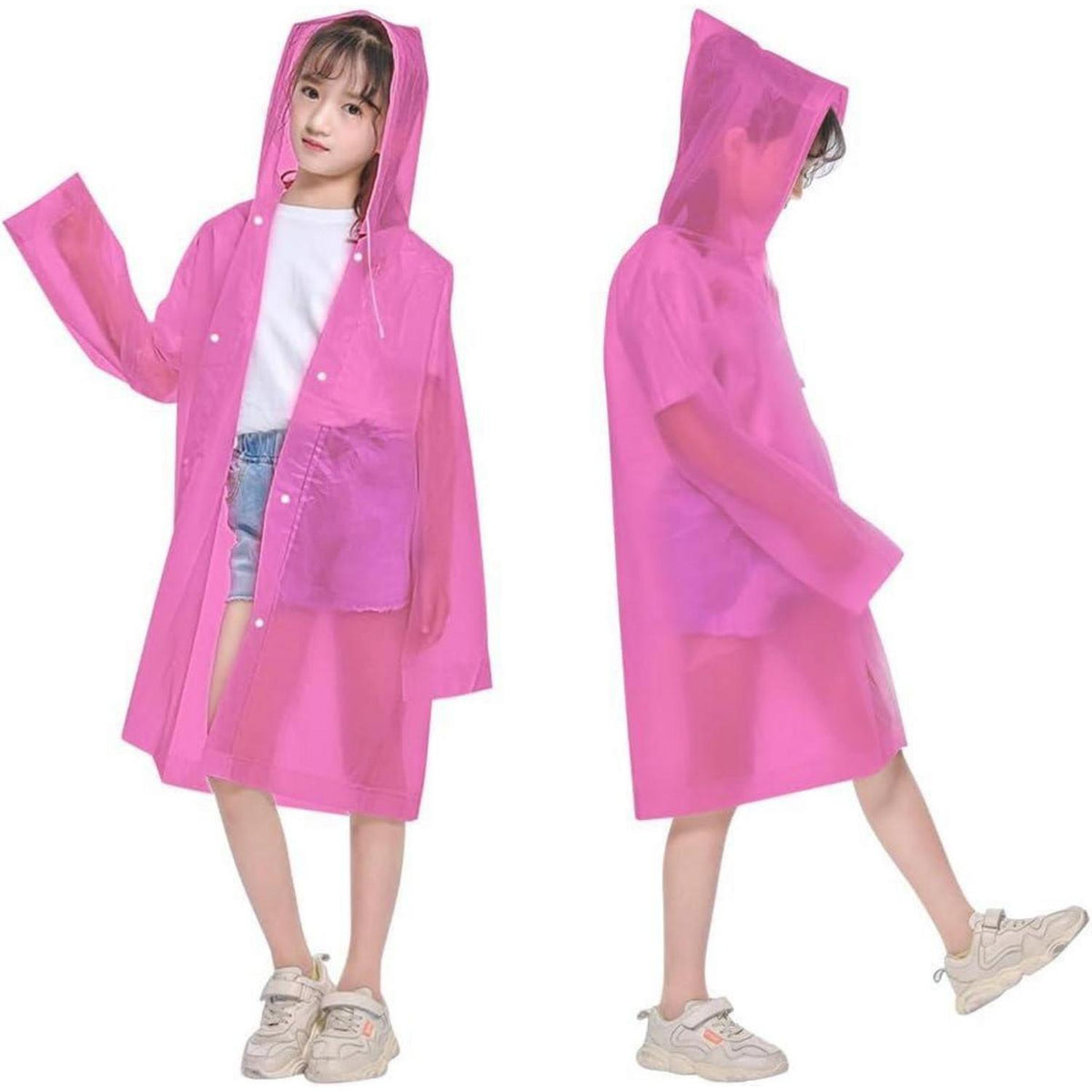 Wasserdichter Regenponcho Kinder Rosa – Atmungsaktiv & Wiederverwendbar