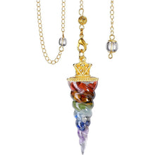 Edelstein Pendel 7 Chakra Muschelschale Anhänger Kette Reiki