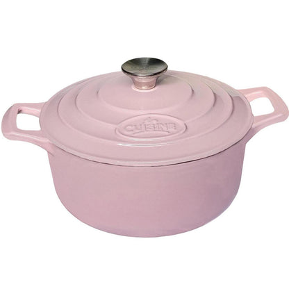 Emaillierter Schmortopf 24 cm – Rosa Gusseisen für Langsamkochgerichte