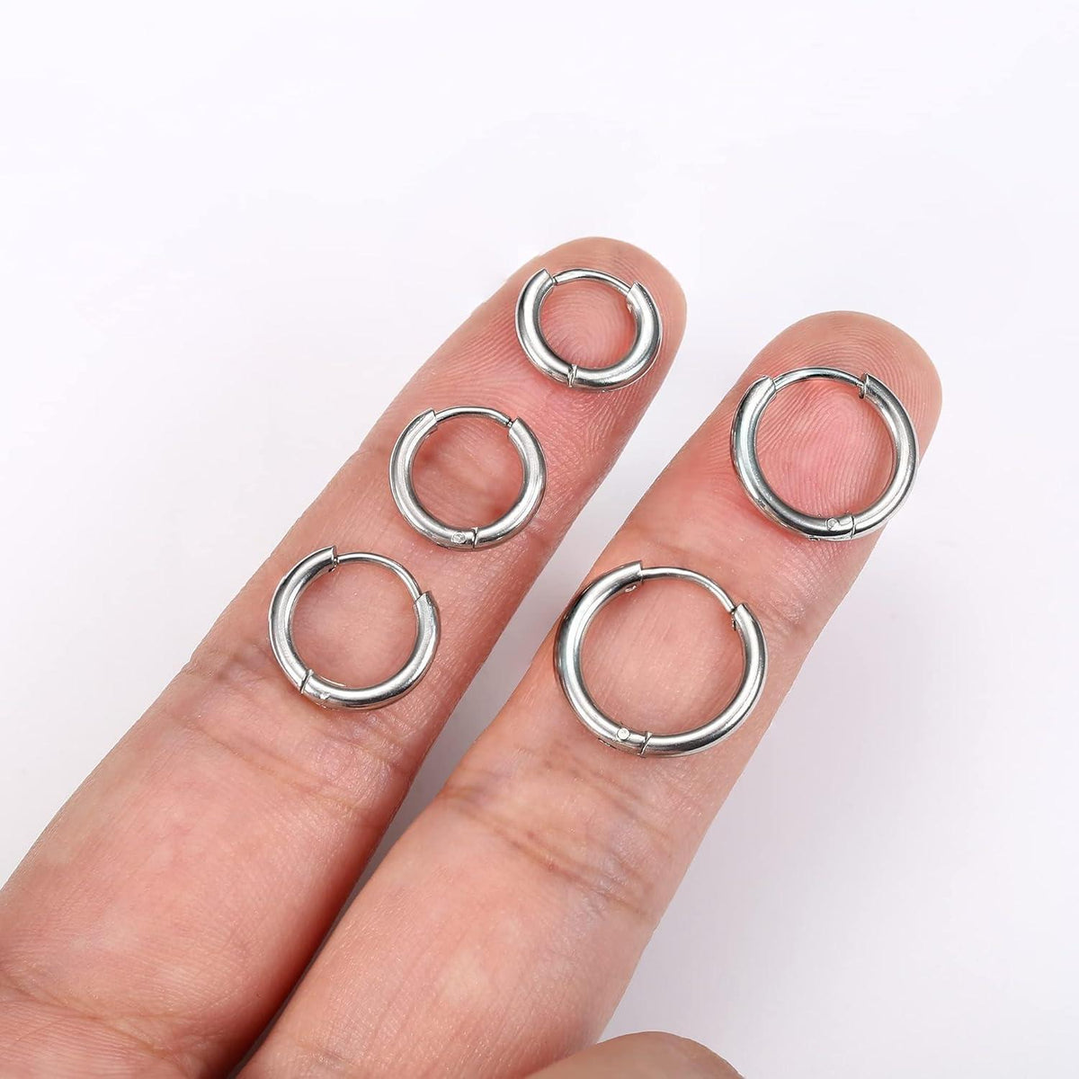 Kleine Creolen Ohrringe Damen Herren Schwarz Chirurgenstahl Huggie Set