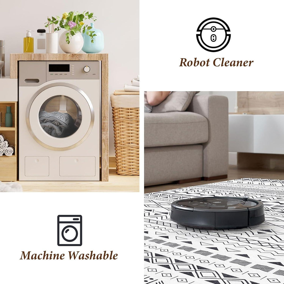 Modernes Outdoor Teppich Ideal für Küche & Esszimmer Vintage-Optik