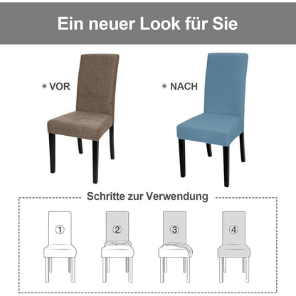 Stuhlhussen 4er Set Stretch – Graublau für Küche & Co.